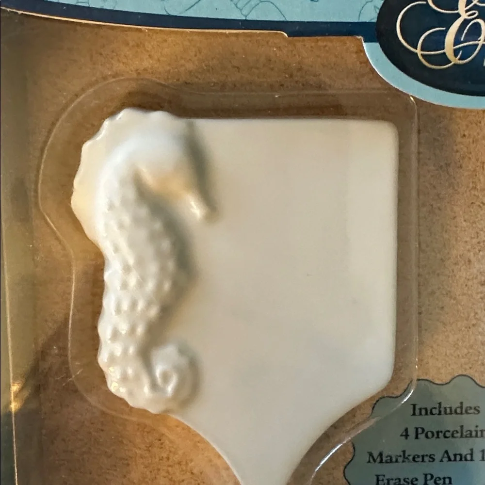 NWT Sur la Table Costal White Seabreeze Porcelain Writable Cheese Markers